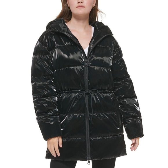Calvin Klein Jeans Womens Size Small Quilted Puffer Hood Jacket Black MLT9288AFA